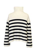 Load image into Gallery viewer, Cashmere High Neck Border Knit Top | Stone / Pearl
