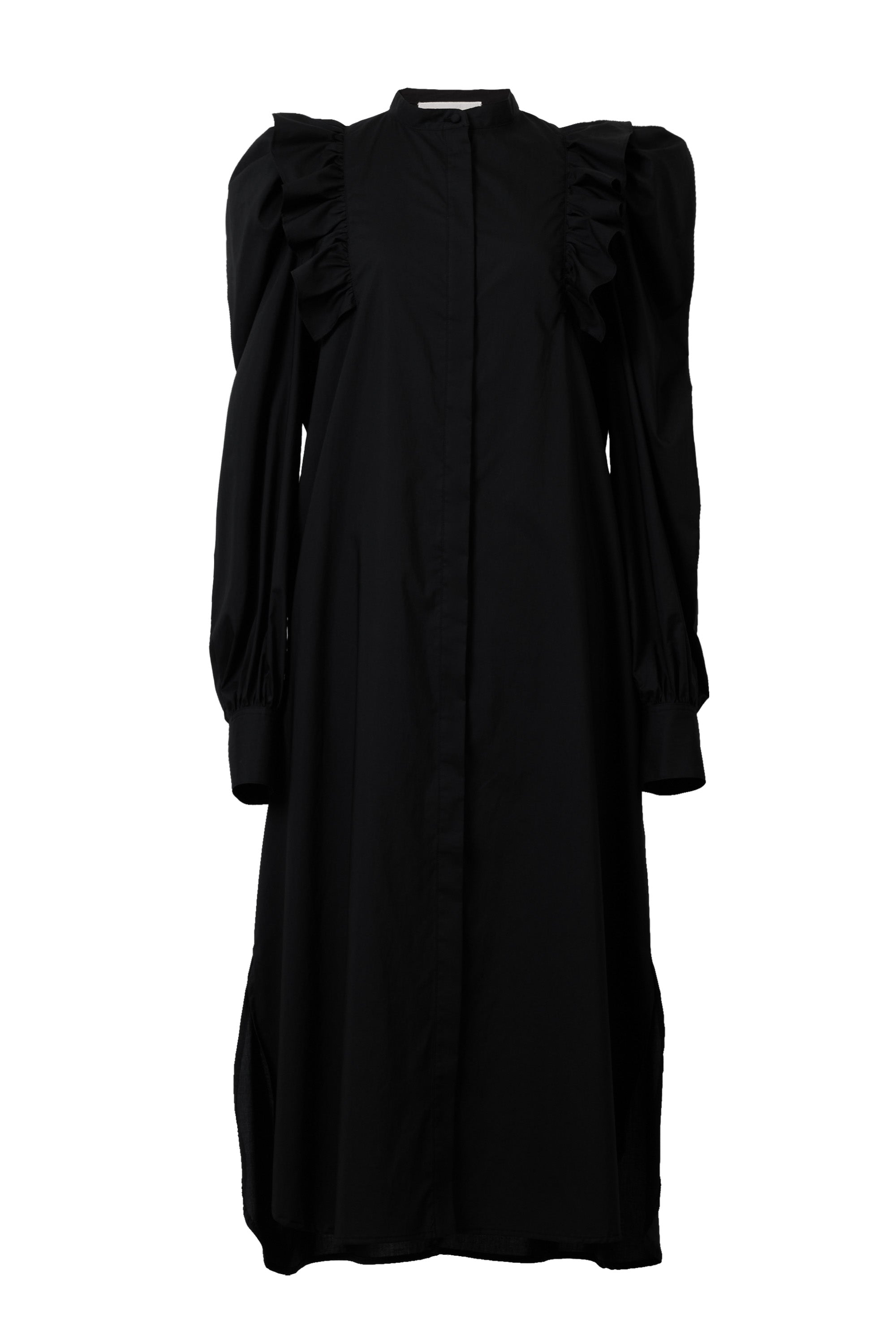 Volume Sleeve Ruffle Shirt Dress | Stone – MYLAN ONLINE SHOP 