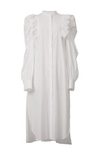 画像をギャラリービューアに読み込む, Volume Sleeve Ruffle Shirt Dress | Shell White
