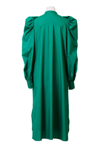 Volume Sleeve Ruffle Shirt Dress | Turquoise