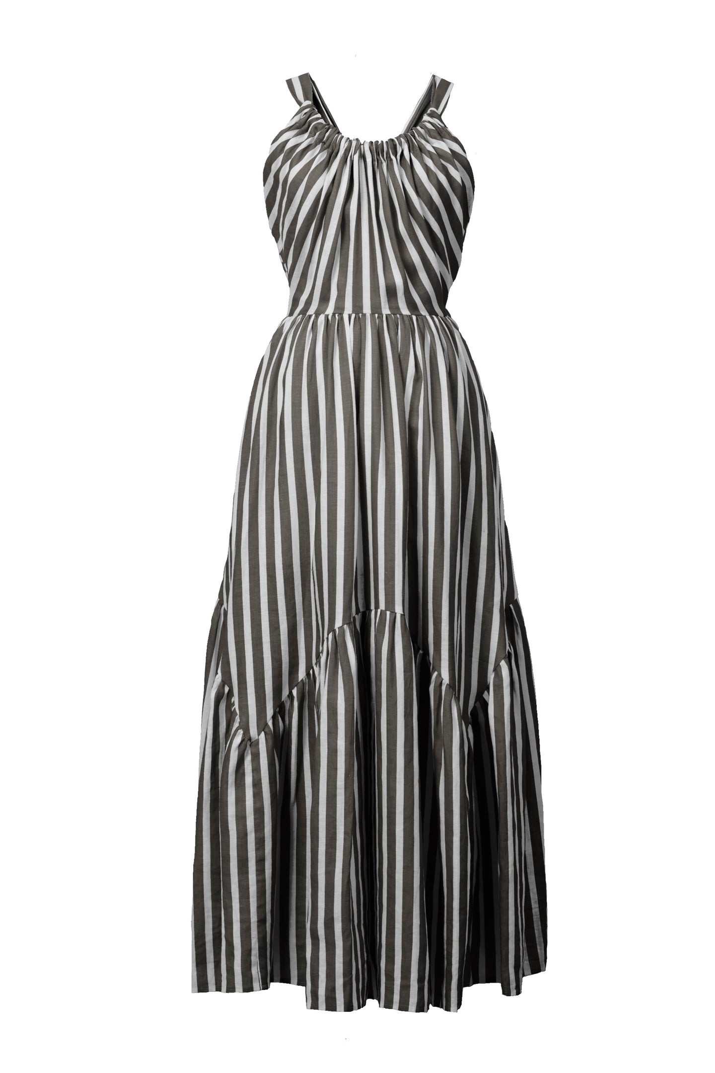 Stripe Back Ribbon Tierred Dresss | Stone