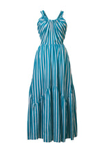 Load image into Gallery viewer, Stripe Back Ribbon Tierred Dresss | Turquoise
