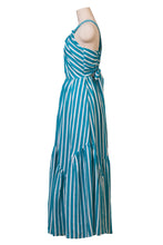 Load image into Gallery viewer, Stripe Back Ribbon Tierred Dresss | Turquoise
