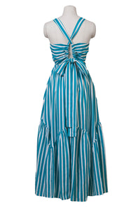 Stripe Back Ribbon Tierred Dresss | Turquoise