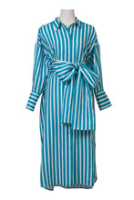 Load image into Gallery viewer, Stripe Shirt Dress | Forest Green
