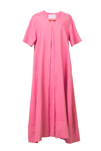 V neck Tack Dress | Fuchsia Pink