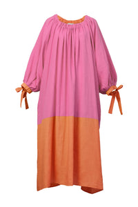 2 Tone Colored Off Shoulder Dress | Fuchsia Sunshine