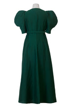 Load image into Gallery viewer, Shine Linen Volume Sleeve Dress | Khaki
