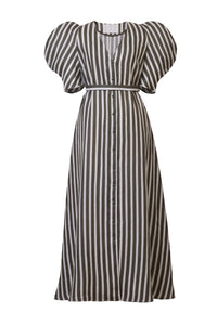 Stripe Volume Sleeve Dress | Stone