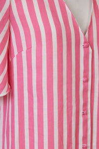 Stripe Volume Sleeve Dress | Fuchsia