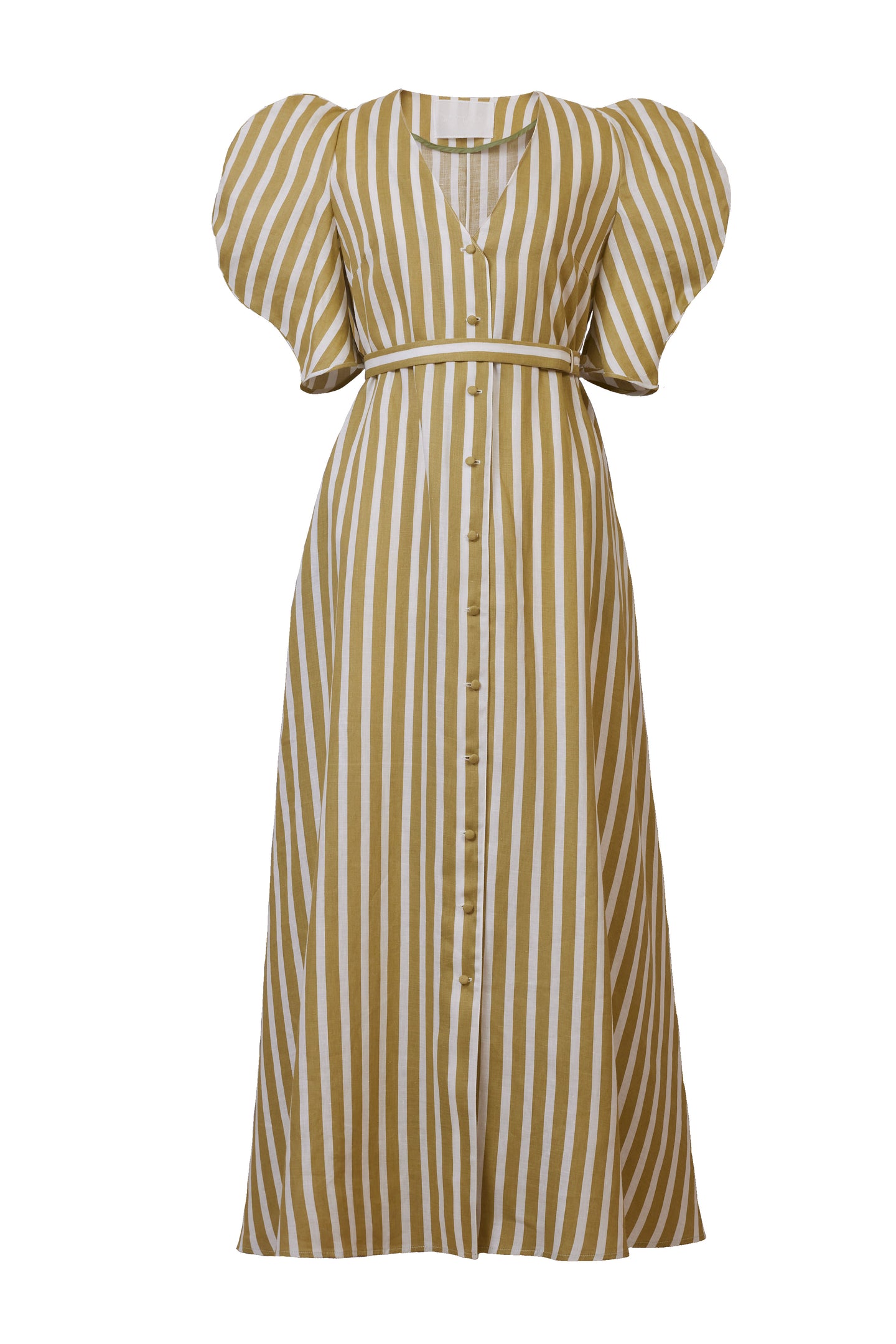 Stripe Volume Sleeve Dress | Sage