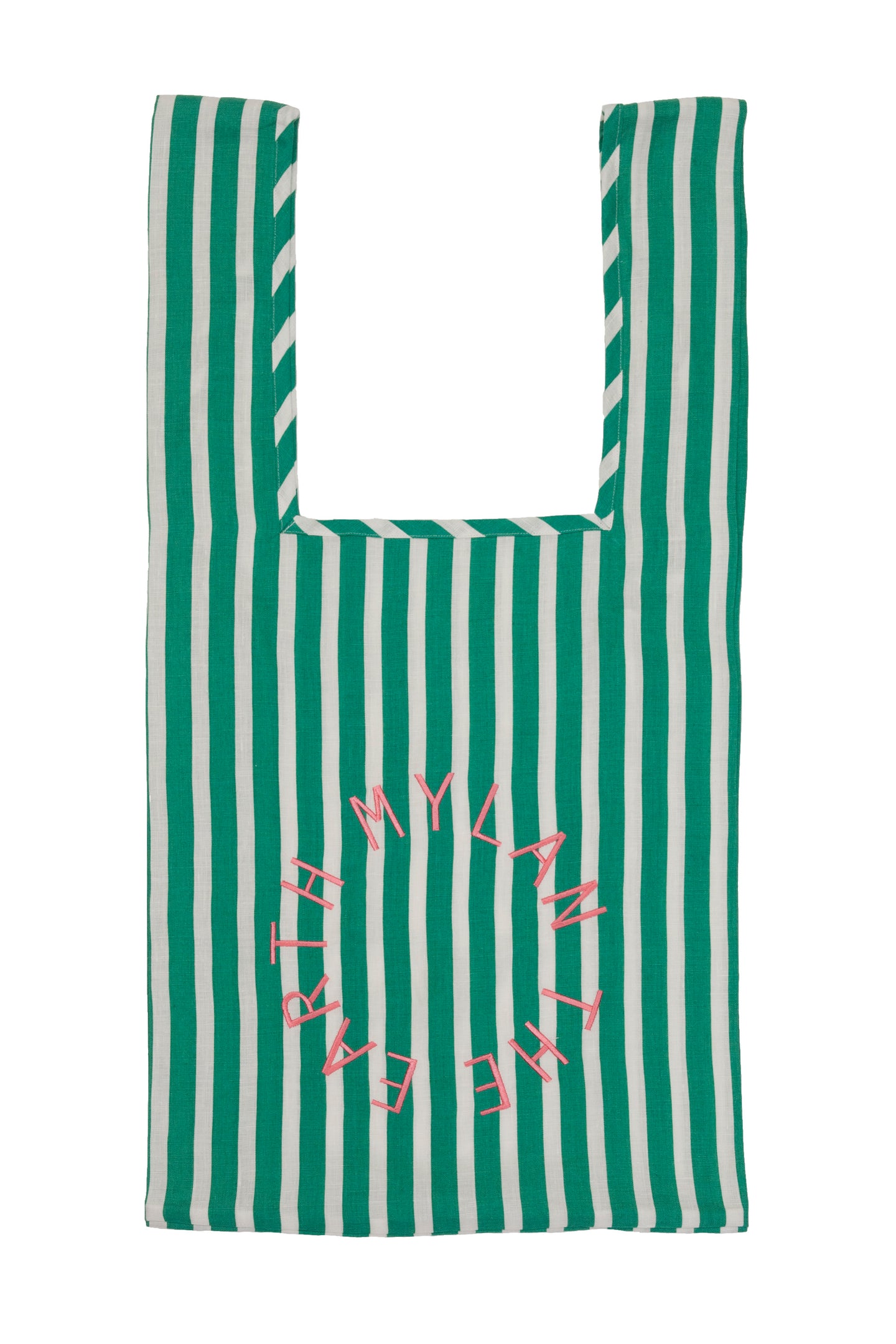 Stripe Linen Eco Bag | Forest Green
