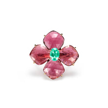 Load image into Gallery viewer, Pattee Ring  | Rubellite × Emerald
