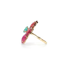 Load image into Gallery viewer, Pattee Ring  | Rubellite × Emerald
