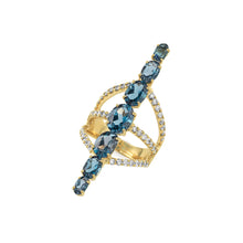 Load image into Gallery viewer, Chakra Diamond Oval Ring  | London Blue Topaz
