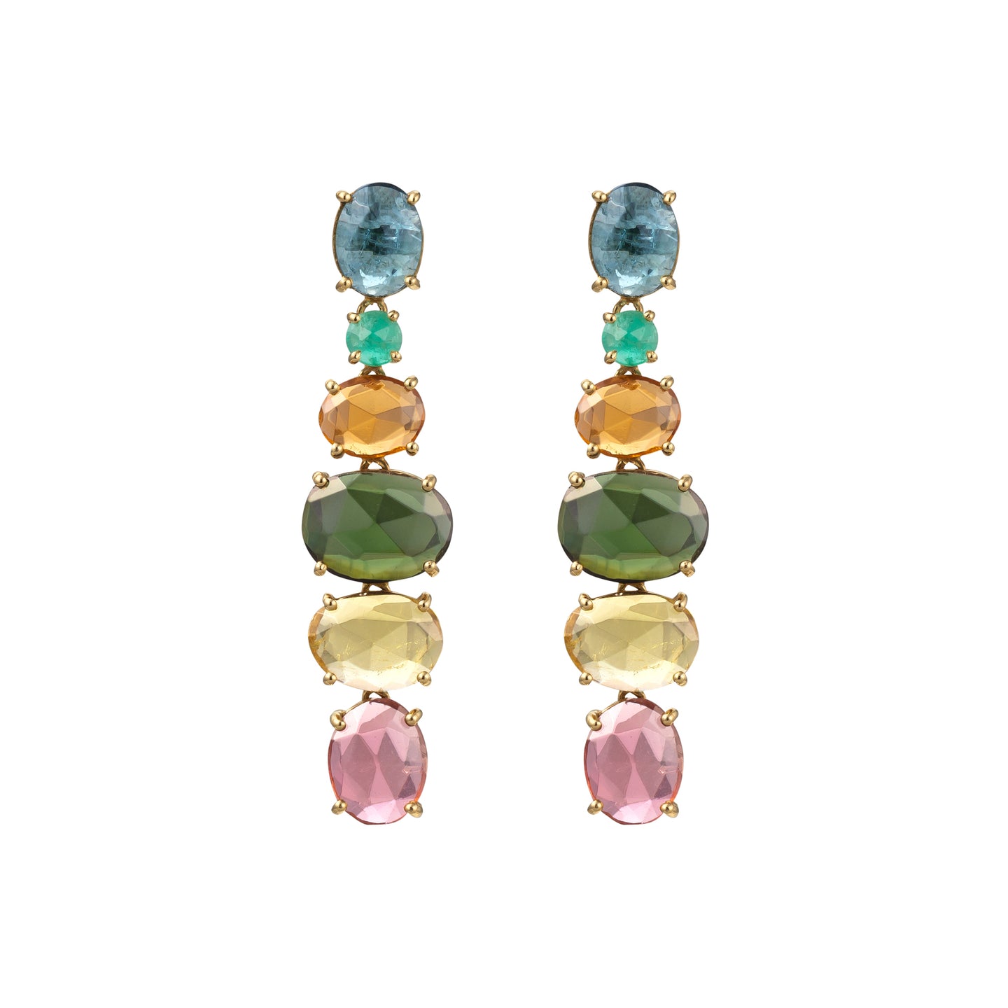 Six Drops Earrings  | Multi Color Tourmaline