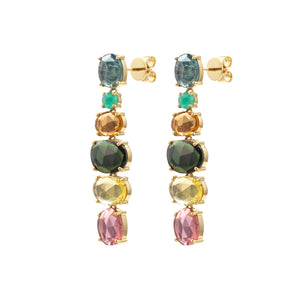 Six Drops Earrings  | Multi Color Tourmaline