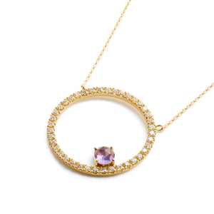 Sacred Geometry Circle Necklace  | Amethyst