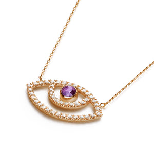 Surya Eye Diamond Necklace | Amethyst