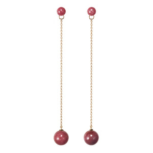 Sphere Chain Earrings  | Rhodonite