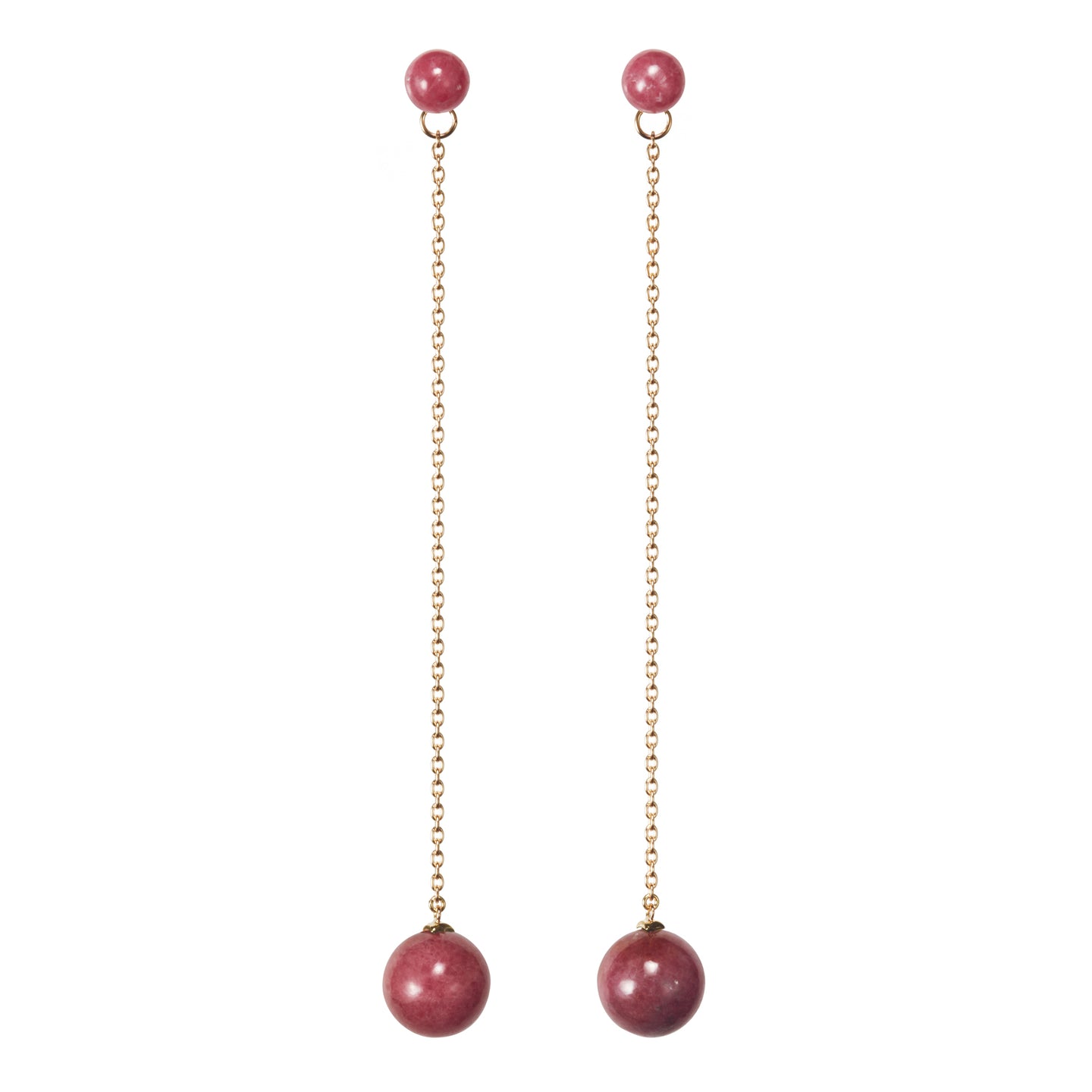 Sphere Chain Earrings  | Rhodonite