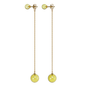 Sphere Chain Earrings  | Lemon Quartz