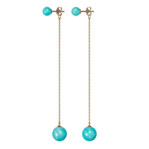 Sphere Chain Earrings  | Amazonite
