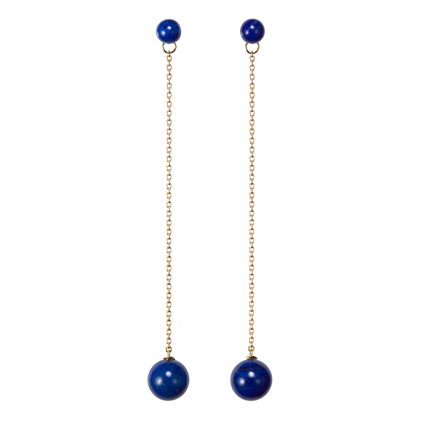Sphere Chain Earrings  | Lapis Lazuli