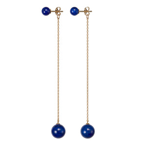 Sphere Chain Earrings  | Lapis Lazuli