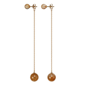 Sphere Chain Earrings  | Rutile Quartz