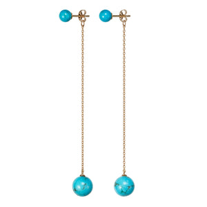 Sphere Chain Earrings  | Turquoise