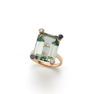Cosmo Square Ring  | Green Amethyst
