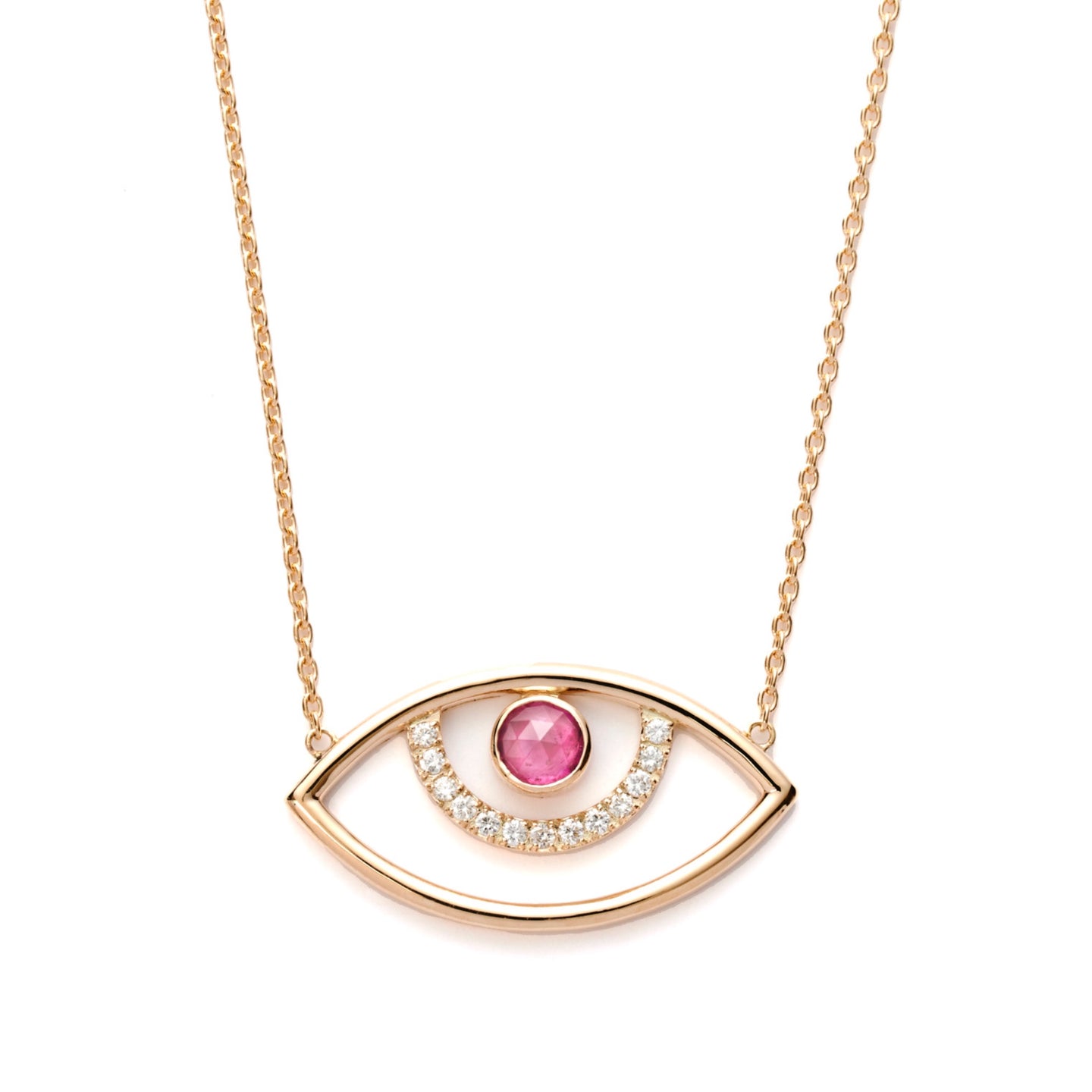 Surya.Eye.Necklace  | Pink Tourmaline