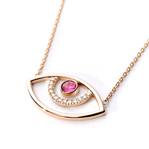 Surya.Eye.Necklace  | Pink Tourmaline